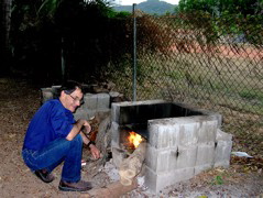 Building the fire for another "Sunday roast"